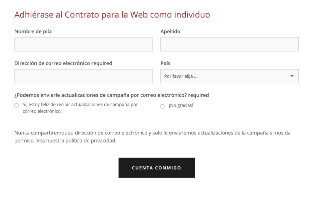 contrato para la web como individuo